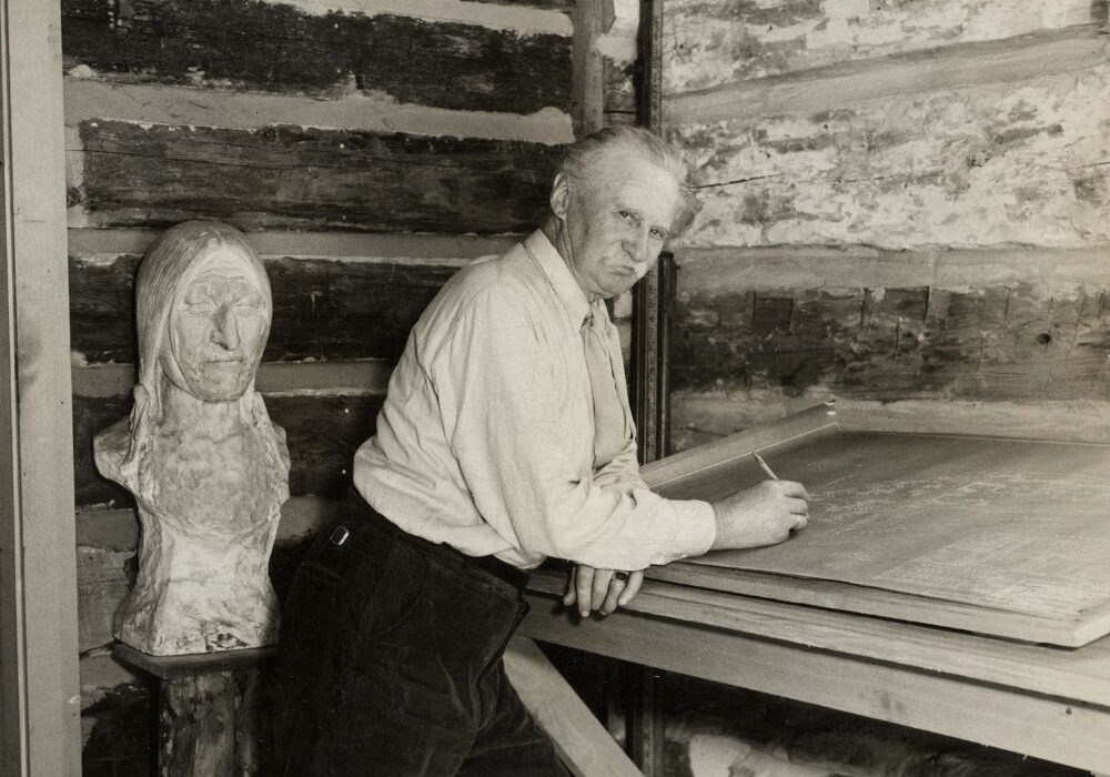 The landscape artist at his drafting table