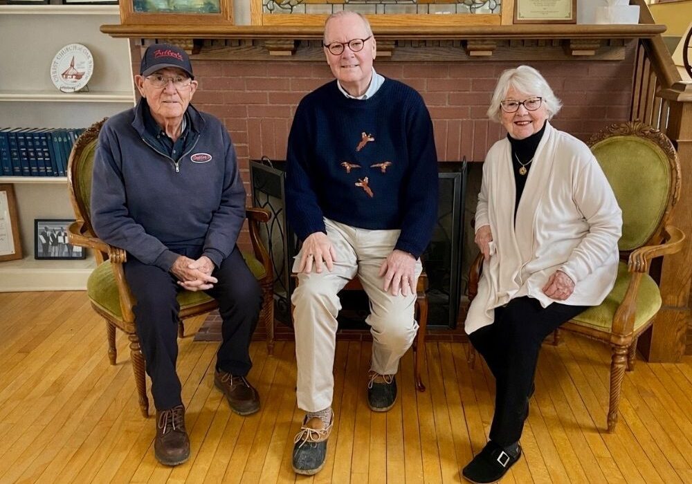 Welcoming visitors to explore the Oak Brook Historical Society’s newest exhibits are Don Fuller, Fullersburg Historic Foundation President; John Baar, OBHS Board member; and Elizabeth Arts, OBHS President.