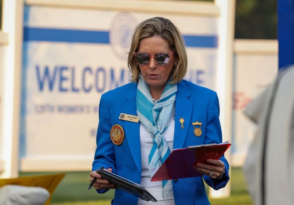 Leslie Spears of the Women’s Western Golf Association helps direct play at the WWA last summer.